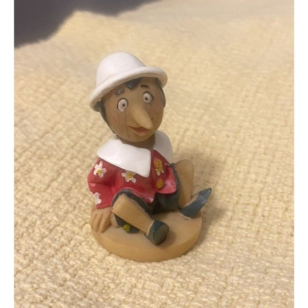 VTG Pinocchio Figurine Resin Carved Hand painted Italy Approximately 3”T 2”W